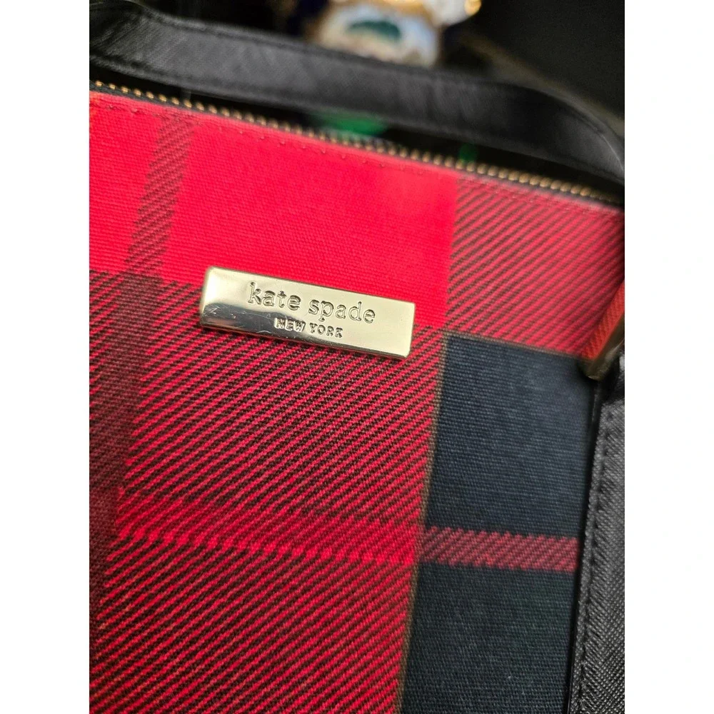 Kate Spade Newbury Lane Plaid Small Rachelle Satchel Red Black Buffalo Check Bag